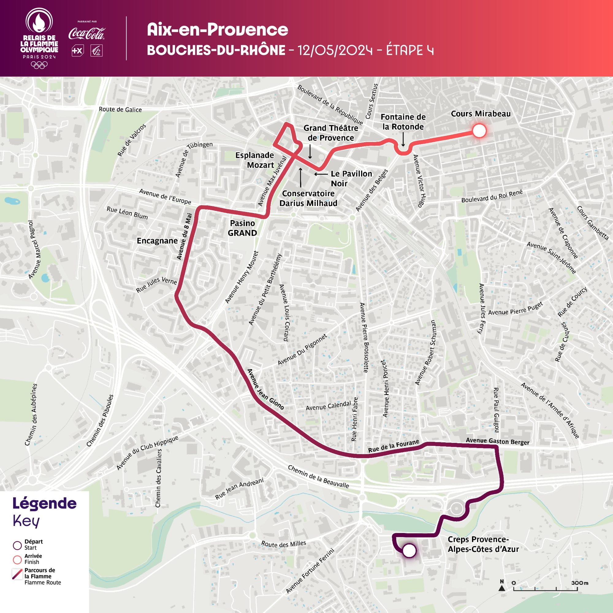 Le passage de la flamme olympique à Aix-en-Provence et son parcours